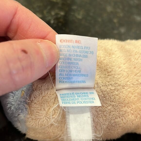 Baby Gund Nursery Blue Bear Tan Teddy Plush Toy Lovey Stitched Belly Paws - Picture 8 of 8